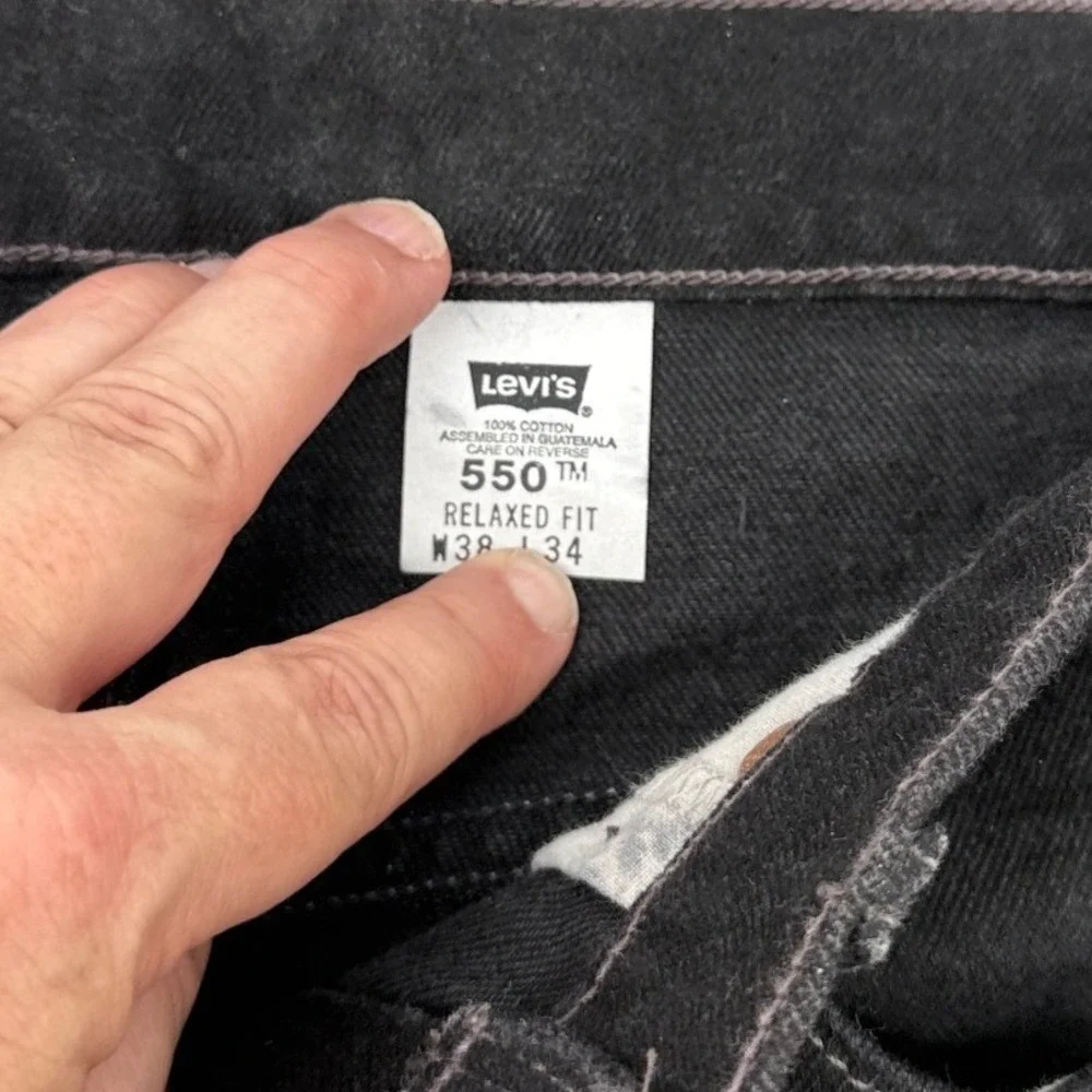 Levis 550 Relaxed Fit‎ Black Denim Jeans Mens 38x34 Vintage 1998 550-0260